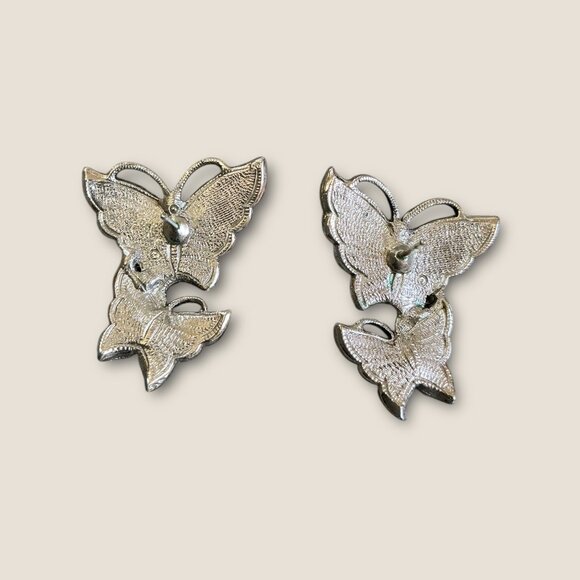 Avon Whispering Wings Double Butterfly Post Earrings - Picture 4 of 5